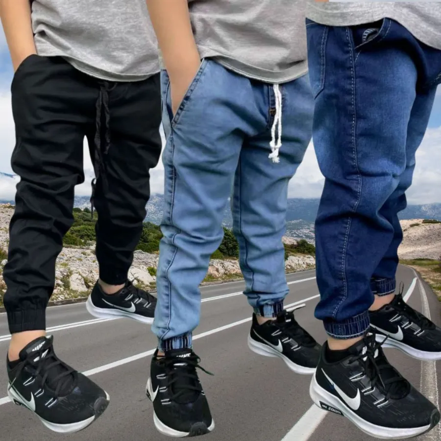 Calças Jogger Bebê Infantil Juvenil Calça de criança jeans apertada da moda 2 ao 16 preço de fábrica vendas diretas | Shopee Brasil
