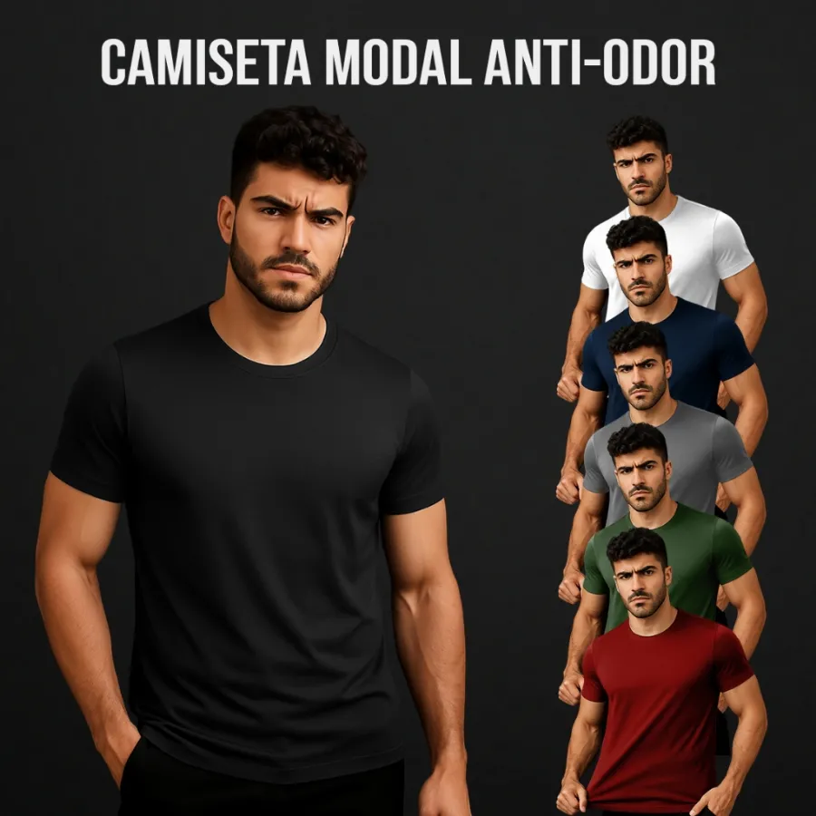 Camiseta Masculina Modal Camisa Básica Premium Não Amassa Anti-odor | Shopee Brasil
