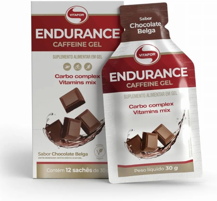 Endurance Caffeine Gel (360g - 12 Saches) - Chocolate Belga, VitaFor