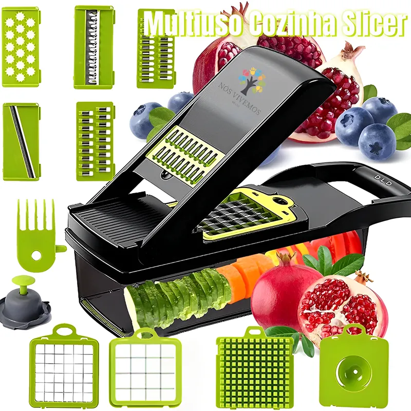Fatiador de cozinha multifuncional profissional em aço inoxidável 16 em 1 fatiador de vegetais/frutas/legumes | Shopee Brasil
