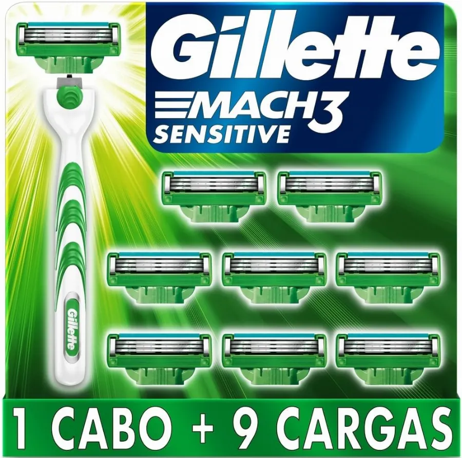 Gillette Aparelho De Barbear Mach3 Sensitive + 9 Cargas