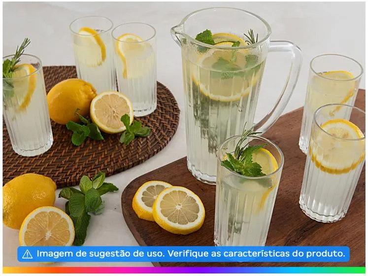 Jogo de Copos com Jarra de Vidro 7 Peças Haus Concept Filetto