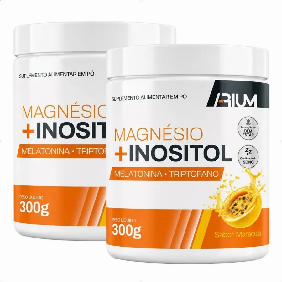 Kit 2 Magnésio + Inositol com Melatonina Arium 300g Sabor Maracujá