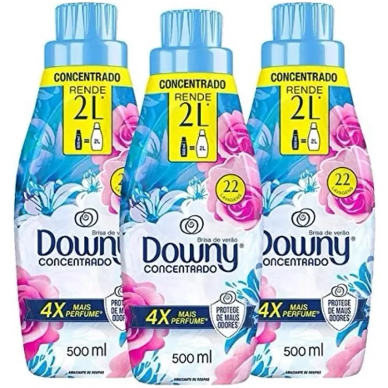 Kit 3un Downy amaciante concentrado fragrância brisa de verão 500mL | Shopee Brasil