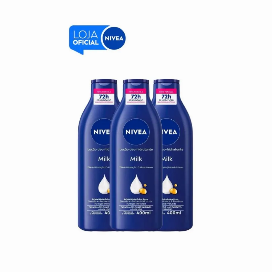 KIT NIVEA Loção Hidratante Milk Pele Seca a Extrasseca 400ml -3 Unidades BBB 26 | Shopee Brasil