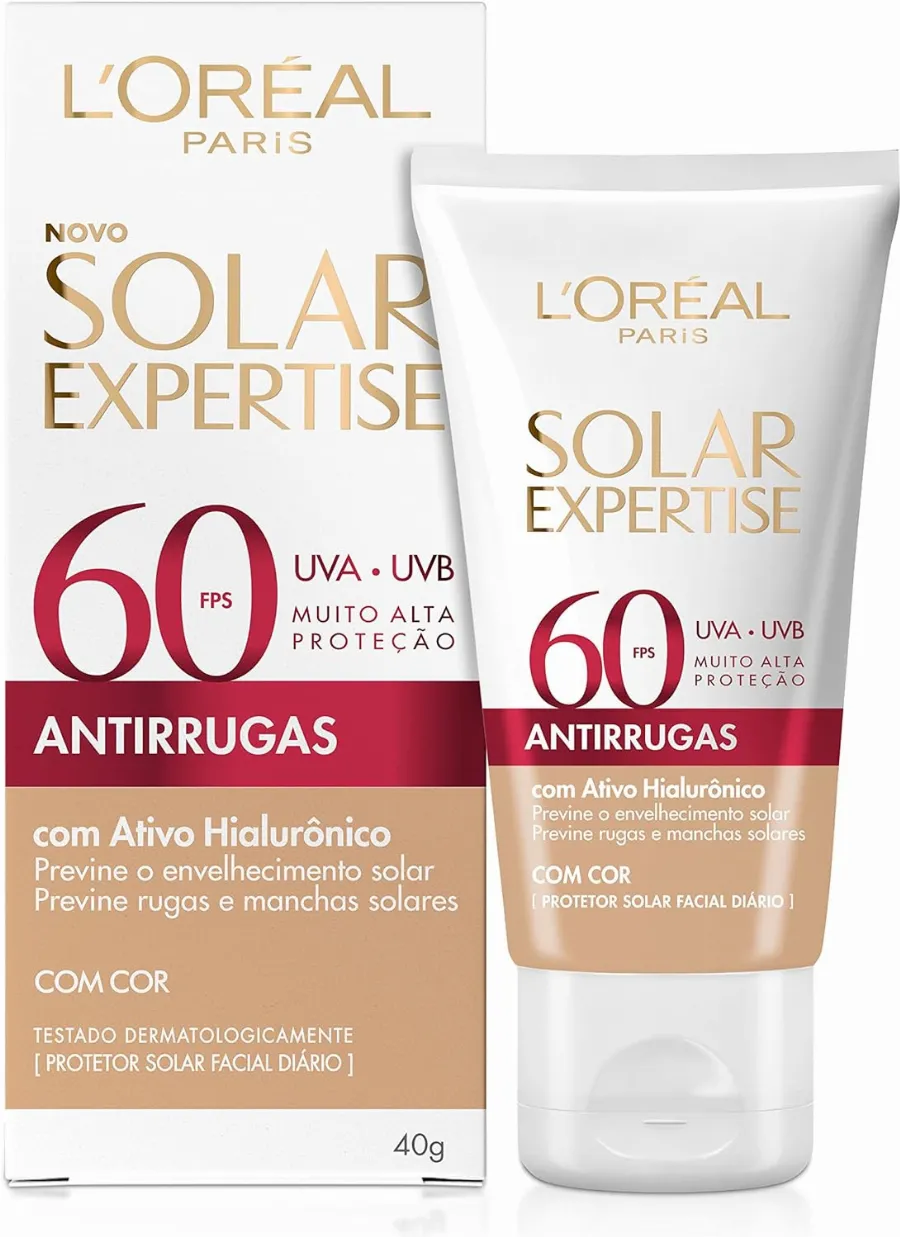 L'Oréal Paris Solar Expertise Antirrugas FPS 60 Com Cor - Protetor Solar Facial 50g