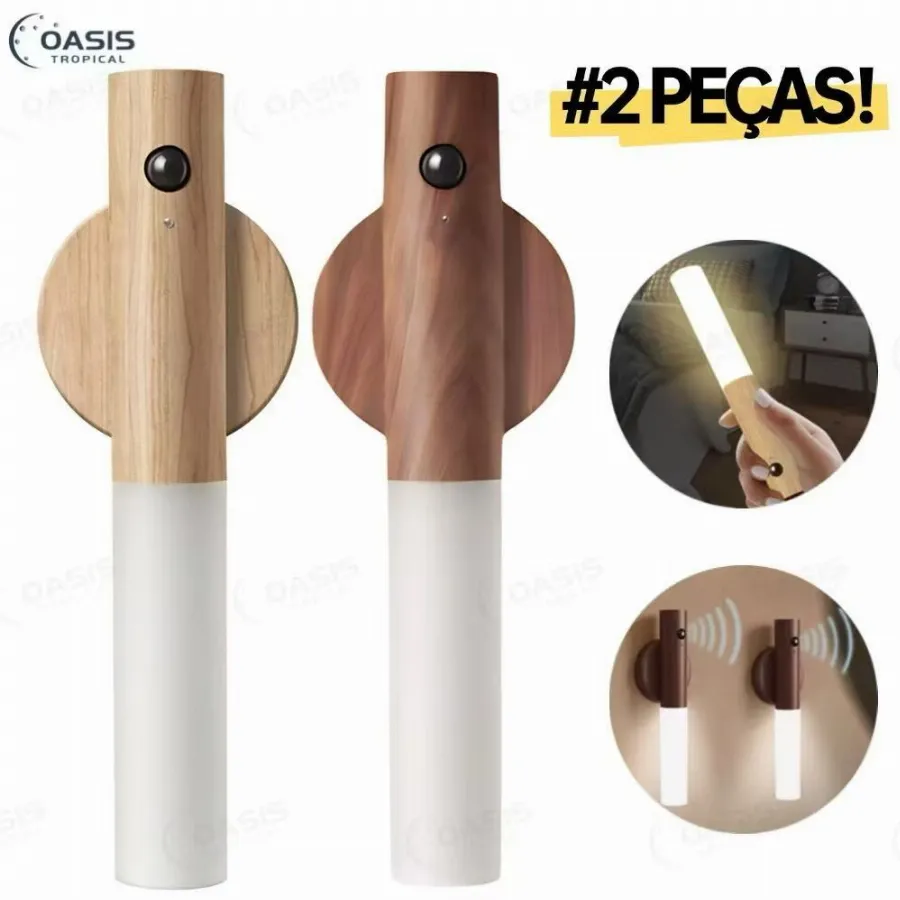 Luminaria Led Recarregável Sensor de Movimento Arandela de Madeira Minimalist Mesa Parede Magnética | Shopee Brasil