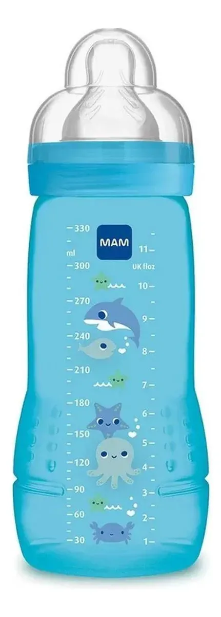 Mamadeira Easy Active 330ml Menino - Mam 4833 Cor Azul Fundo Do Mar