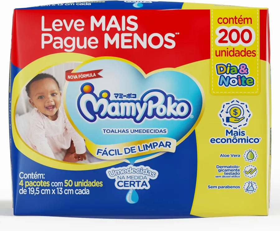 MamyPoko Lenços Umedecidos Dia e Noite 200 Unidades