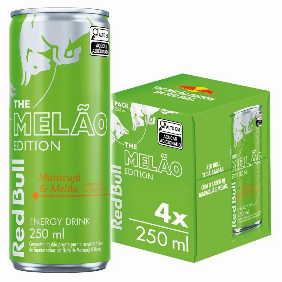Pack de 4 latas Red Bull Energético, Maracujá e Melão, 250ml | Shopee Brasil