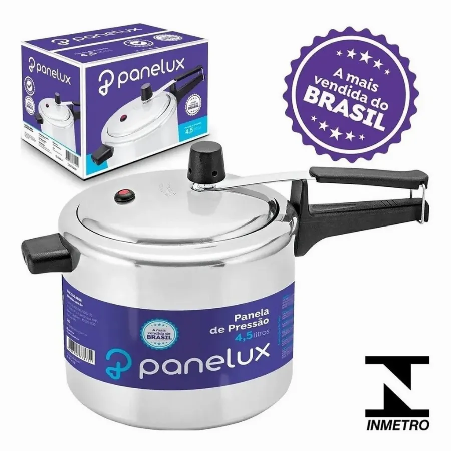 Panela De Pressão 4,5litros Panelux Linha Classic Alto Brilho A Mais Vendida Do Brasil | Shopee Brasil